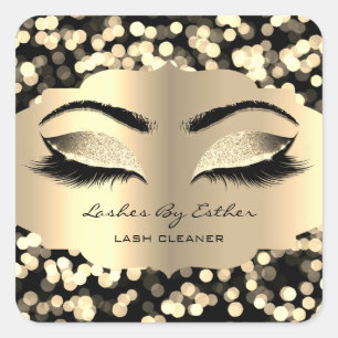 Sticker Carré Confetti Gold LashesName Nettoyant maquillage Carr