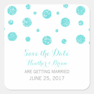 Sticker Carré Confetti Parties scintillant Turquoise Enregistrer