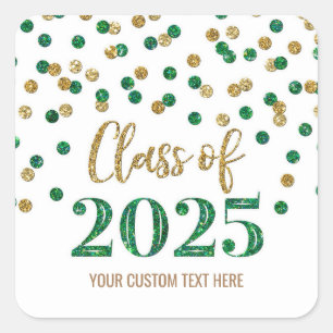 Sticker Carré Confettis Verts Rouges Diplôme 2025 