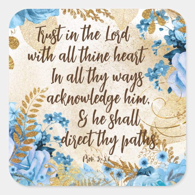 Sticker Carré Confiance dans le Seigneur KJV Bible Verse (Devant)