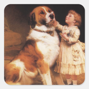 Sticker Carré Confiance par Charles Burton Barber, chien Saint-B