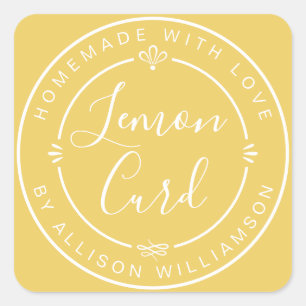 Sticker Carré Confit de citron personnalisé fait maison avec amo