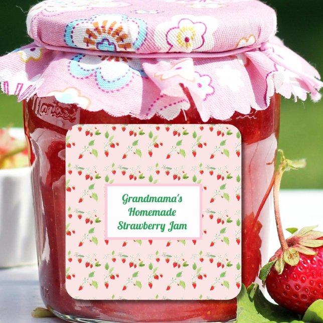 Sticker Carré Confit de fleurs de fraisier personnalisé (Créateur téléchargé)