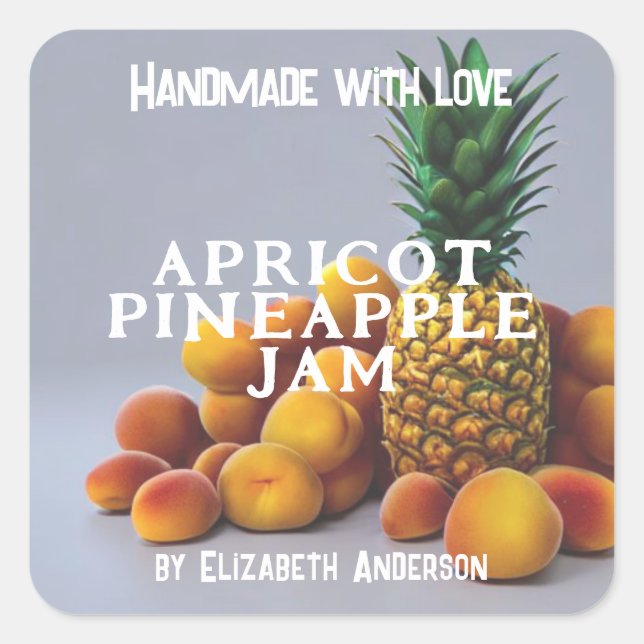 Sticker Carré Confiture d'ananas à l'abricot (Devant)