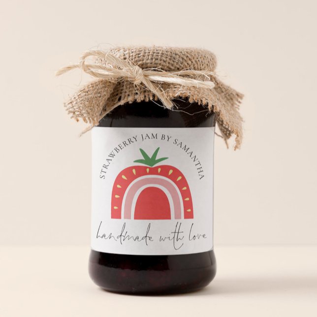Sticker Carré Confiture de Fraise Artisanale Nom Arc-en-Ciel (Créateur téléchargé)