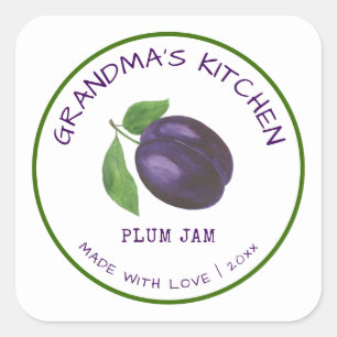 Sticker Carré Confiture de prunes Grand-mère Cuisine Faite avec