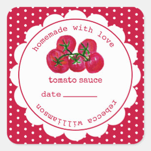 Sticker Carré Confiture de sauce tomate maison personnalisée Car