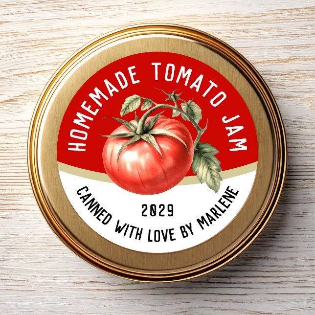 Sticker Carré Confiture de tomate maison modifiable à la tomate  (Créateur téléchargé)