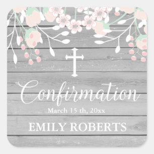 Sticker Carré Conformation florale rustique en bois gris