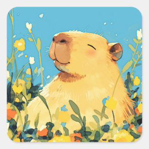 Sticker Carré Confort Capybara