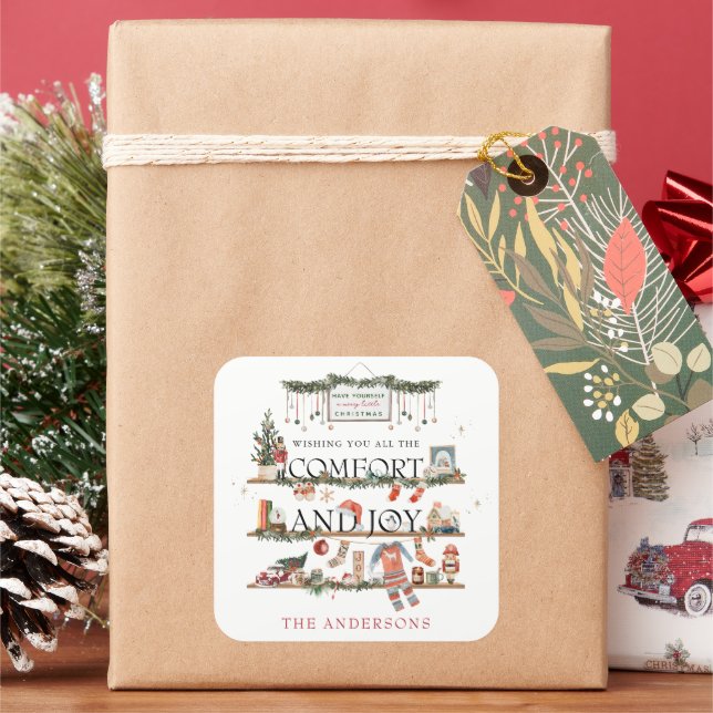Sticker Carré Confort et joie | Joyeux petit Noël (vacances)