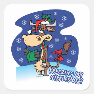 Sticker Carré congeler mes tétons de drôles vache xmas