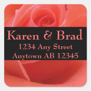 Sticker Carré Conseil blanc Rose Mariage Adresse de retour Label