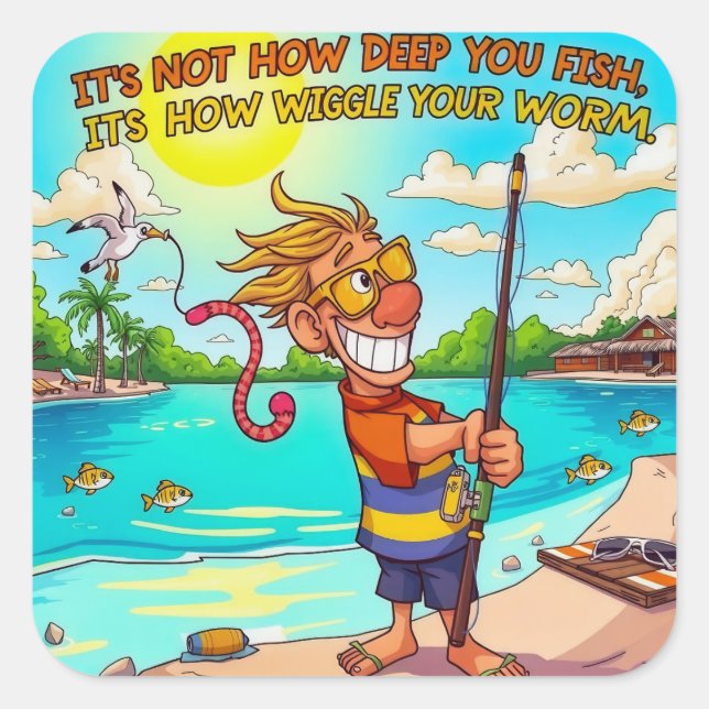 Sticker Carré Conseils pour une expérience de pêche amusante (Devant)