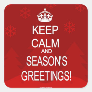 Sticker Carré Conserver calme Noël Joyeuses Fêtes rouge autocoll
