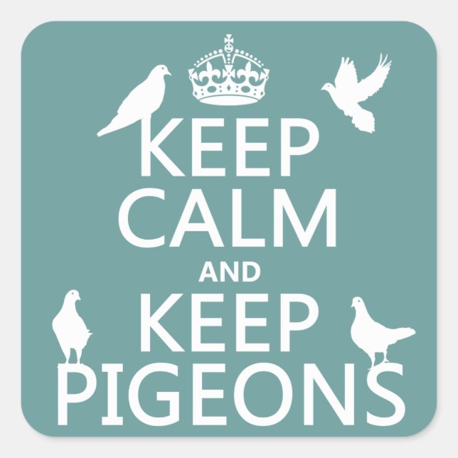Sticker Carré Conserver le calme et garder les pigeons - toutes  (Devant)