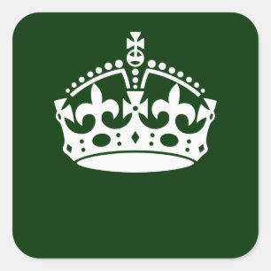Sticker Carré CONSERVEZ CALME COURONNE sur la Personnaliser vert