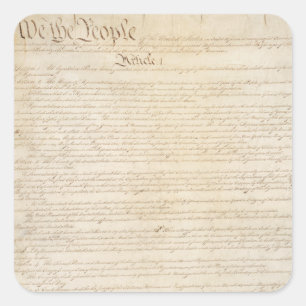 Sticker Carré Constitution des États-Unis, Nous le Peuple