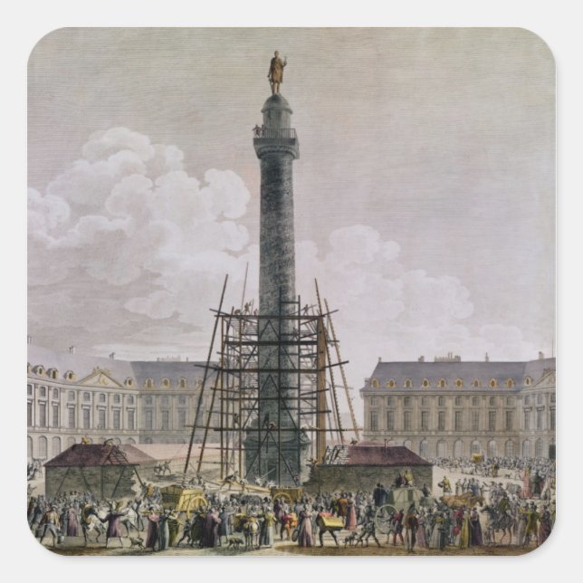 Sticker Carré Construction de la colonne Vendôme en 1803-10 (Devant)