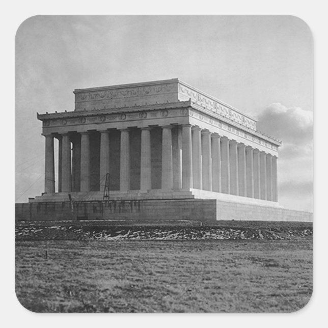Sticker Carré Construction du monument commémoratif de Lincoln ( (Devant)