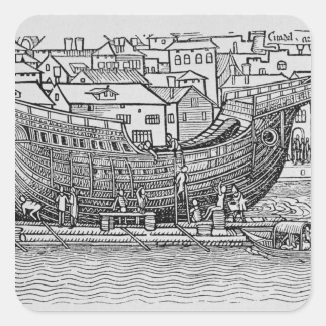 Sticker Carré Construction d'un navire (Devant)