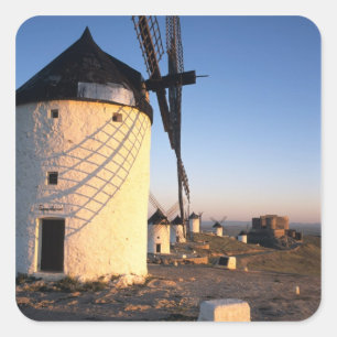 Sticker Carré Consuegra, La Mancha, Espagne, moulins à vent