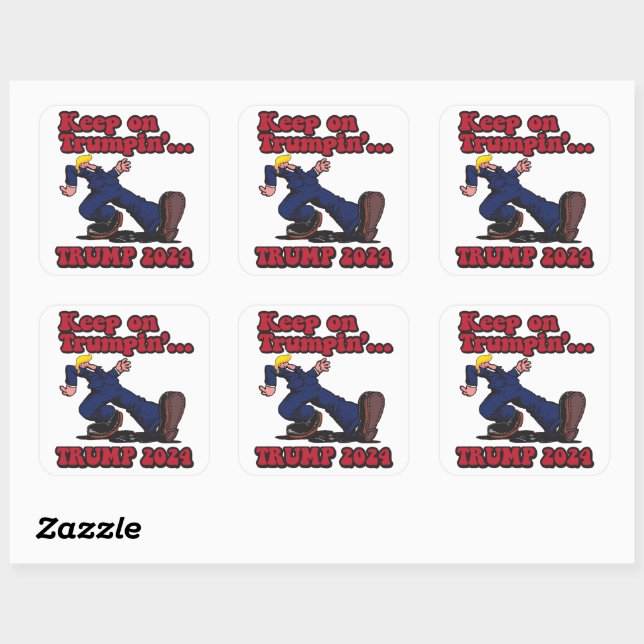 Sticker Carré Continuez sur Trumpin Trump 2024 (Feuille)