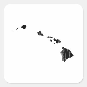 Sticker Carré Contour affligé d'état d'Hawaï