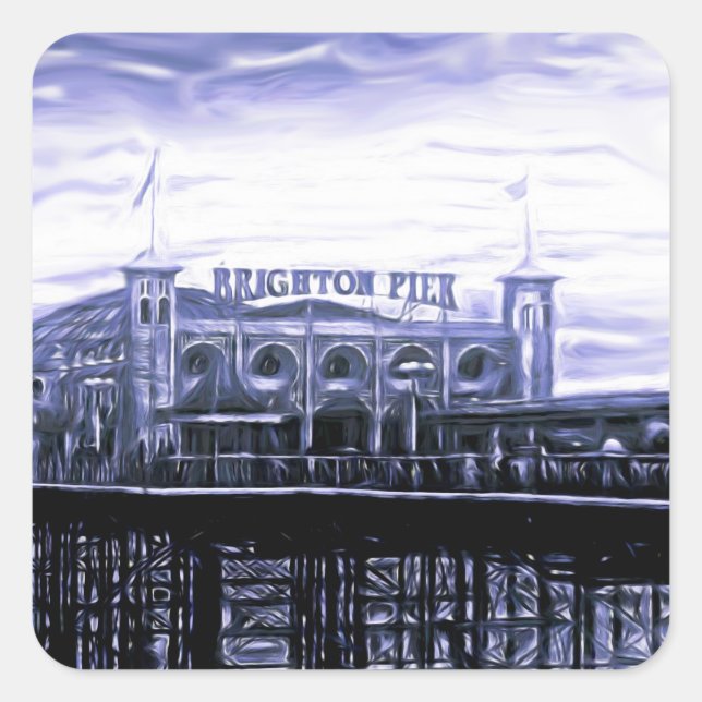 Sticker Carré Contraste Brighton Pier Peinture numérique Clé mag (Devant)