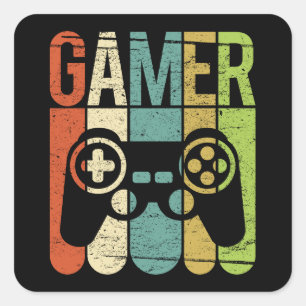 Sticker Carré Contrôleur de jeu de Gamer