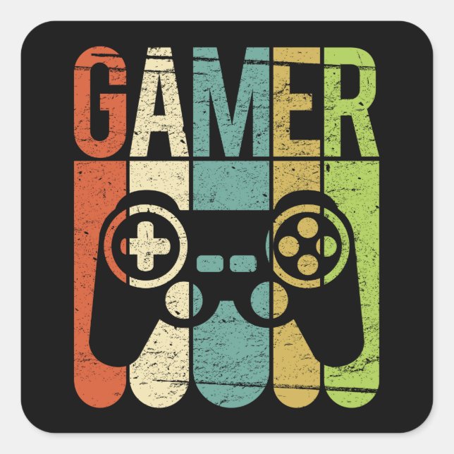 Sticker Carré Contrôleur de jeu Gamer (Devant)