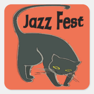 Sticker Carré Conversation du Jazz Fest Noir, Rouge 2015