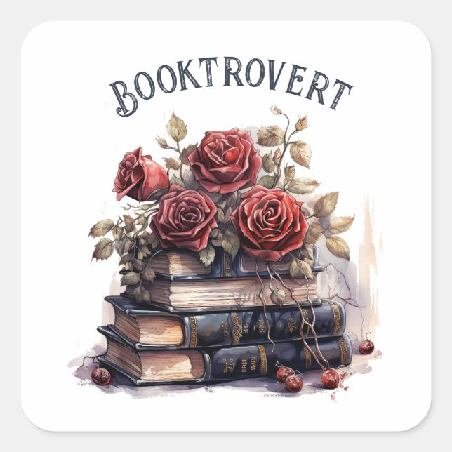 Sticker Carré Convertir, Louveur de livres (Devant)