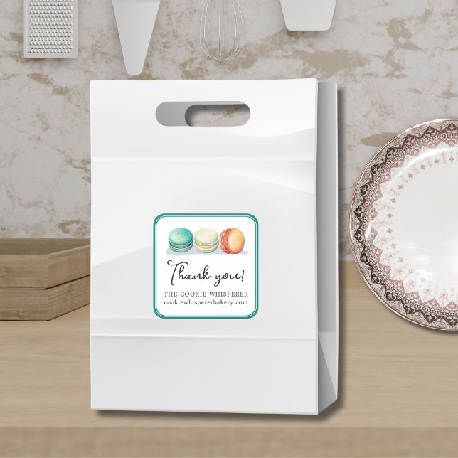 Sticker Carré Cookie Accueil Boulangerie Merci (Cookie Home Bakery Cottage Food Thank You Square Label)