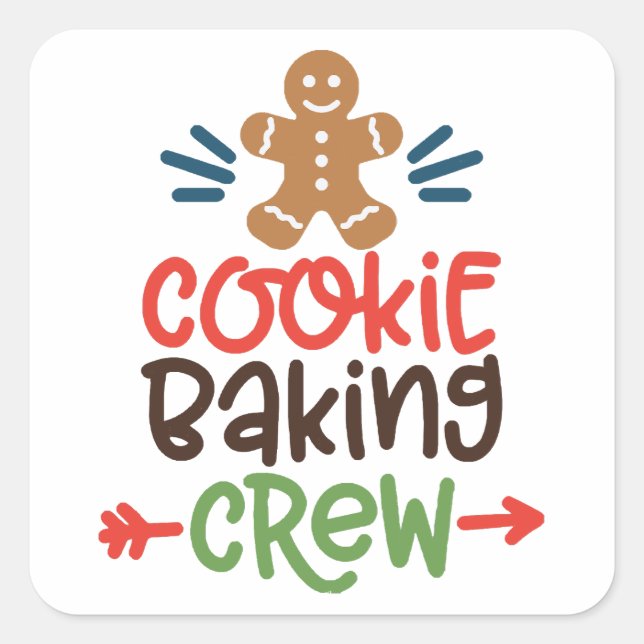 Sticker Carré Cookie baking crew christmas (Devant)