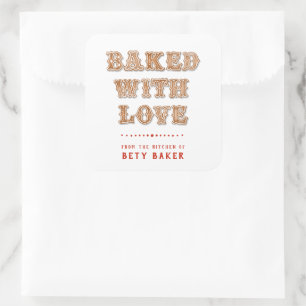 Sticker Carré Cookie   Cuite avec amour de la cuisine de
