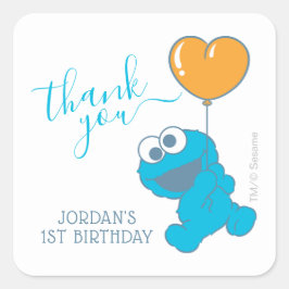 Sticker Carré Cookie Monster 1er anniversaire Merci