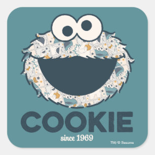 Sticker Carré Cookie Monster   Cookie depuis 1969