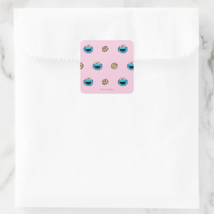 Sticker Carré Cookie Monster et Cookies motif rose