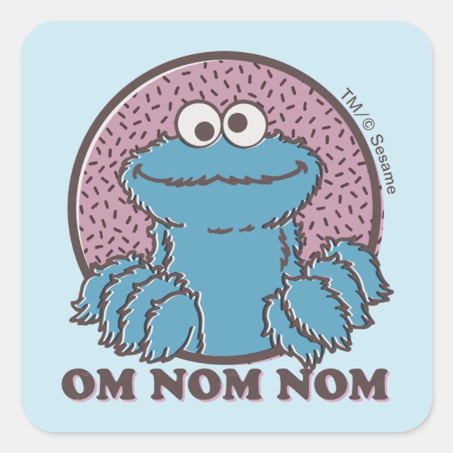 Sticker Carré Cookie Monster | Om Nom Nom (Devant)