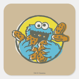 Sticker Carré Cookie Monster Retro