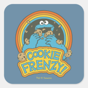 Sticker Carré Cookie Monster Vintage   Frenésie de biscuits