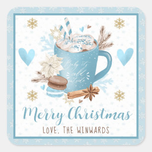 Sticker Carré Cookies Bleus & Cocoa Joyeux Noël