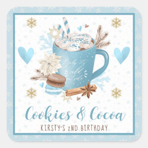 Sticker Carré Cookies Bleus et Cocoa 2e Anniversaire