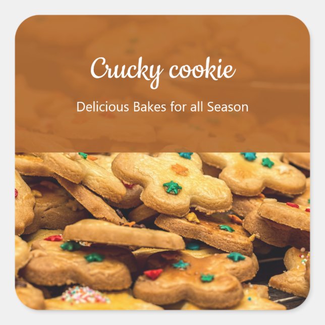 Sticker Carré Cookies Boulangerie Photo Professionnel Affaires (Devant)