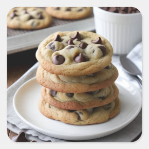 Sticker Carré Cookies de chips au chocolat