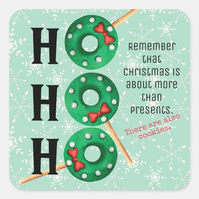 Sticker Carré Cookies de Noël Funny Ho Ho Ho Holiday (Devant)