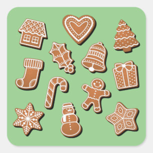 Sticker Carré Cookies de pain d'épices