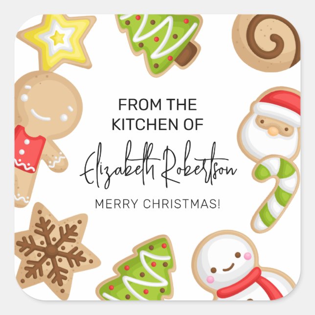 Sticker Carré Cookies de vacances Noël Baking écriture manuscrit (Devant)