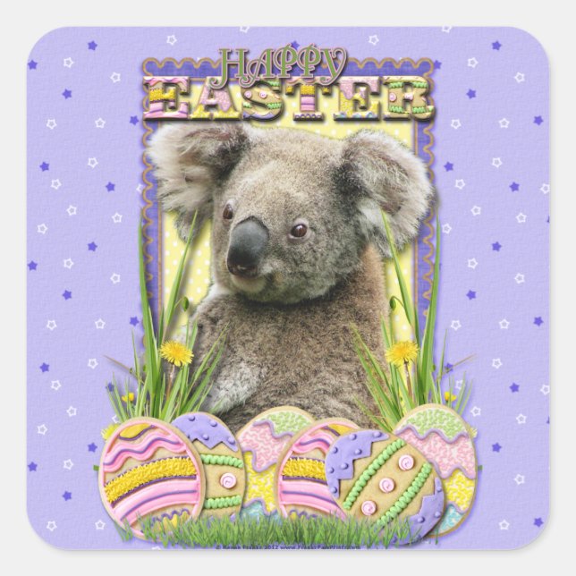 Sticker Carré Cookies d'oeufs de Pâques - Koala (Devant)
